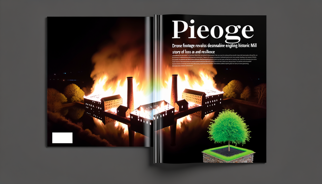 Drone Footage Reveals Devastating Blaze Engulfing Historic Mill: A Story of Loss and Resilience